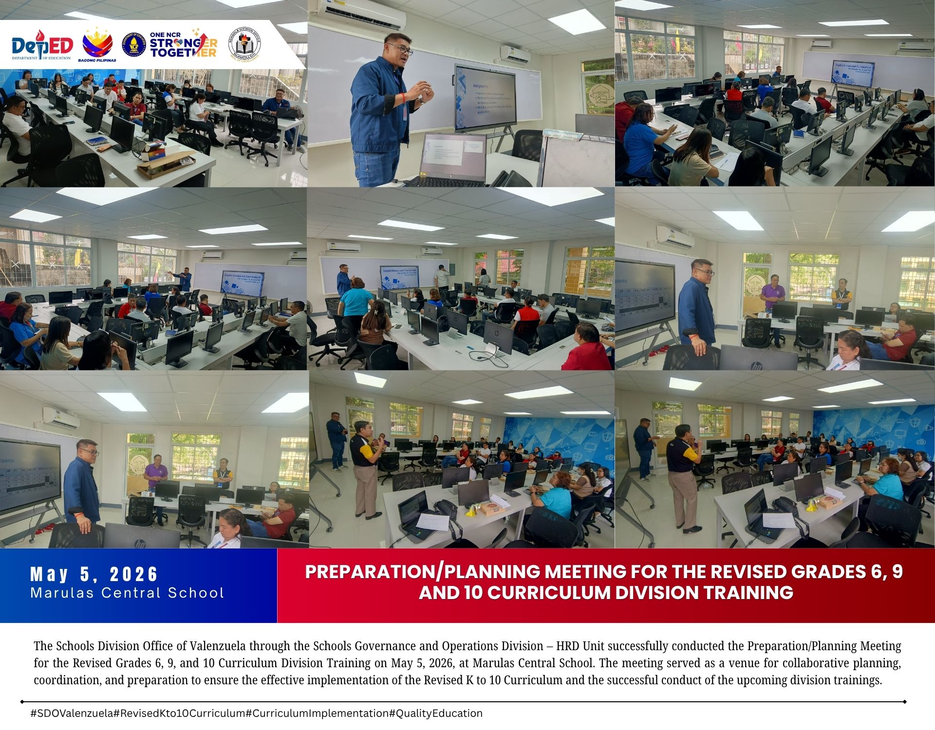 PREPARATION/PLANNING MEETING FOR THE REVISED GRADES 6, 9, AND 10 CURRICULUM DIVISION TRAINING